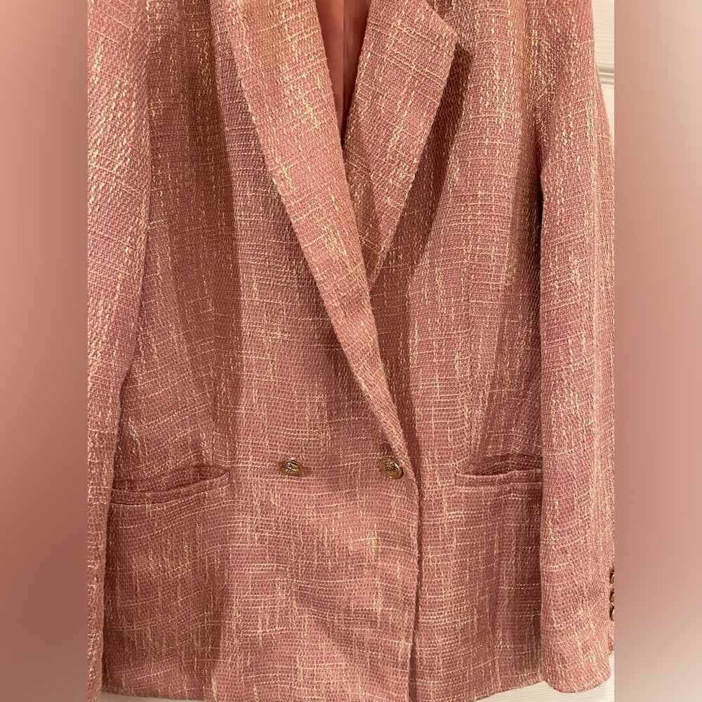 Gold Button Oversized Tweed Jacket - image 4